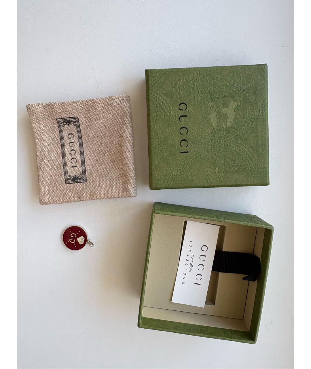 GUCCI Бордовая серебряная подвеска, фото 4