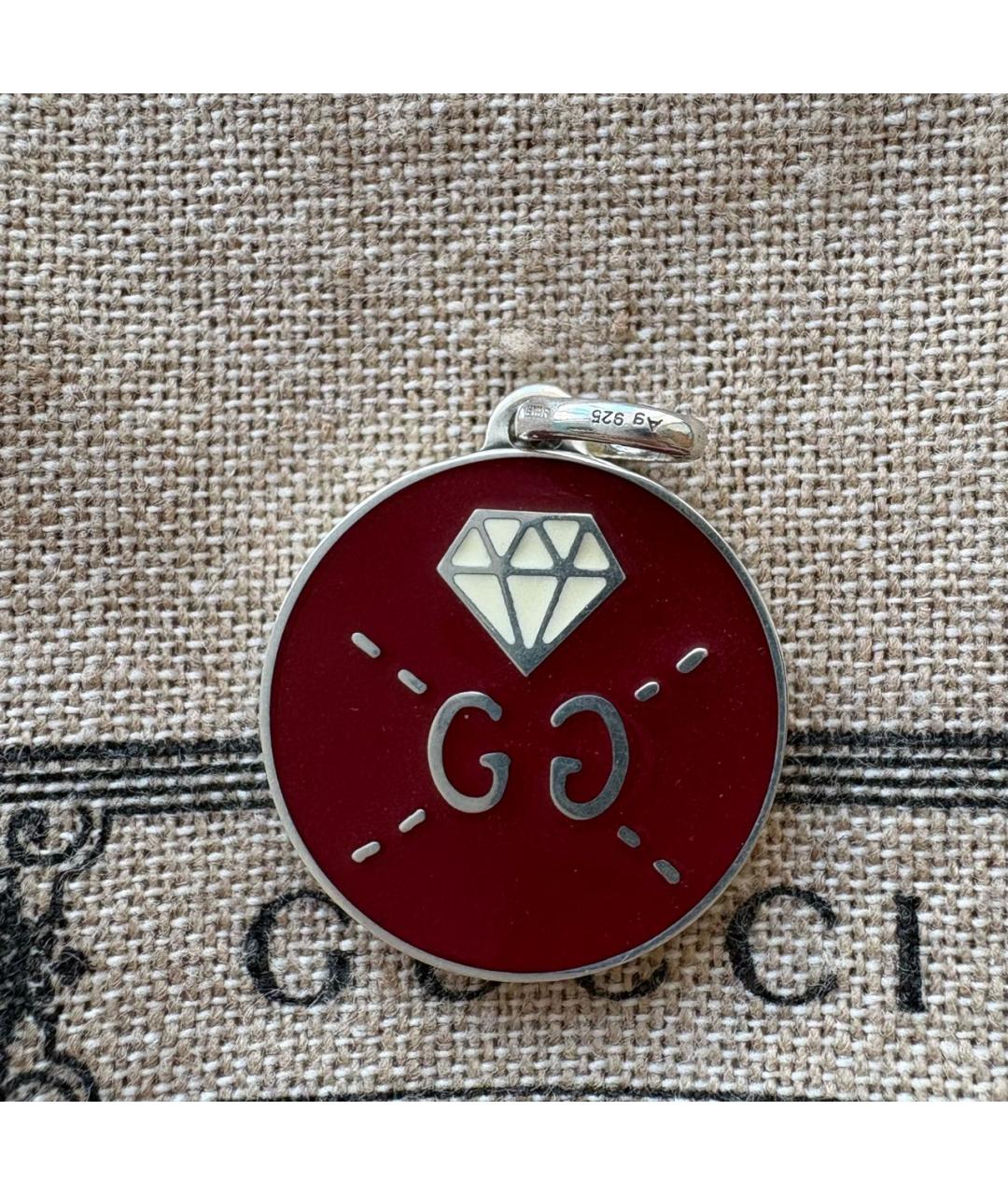 GUCCI Бордовая серебряная подвеска, фото 5