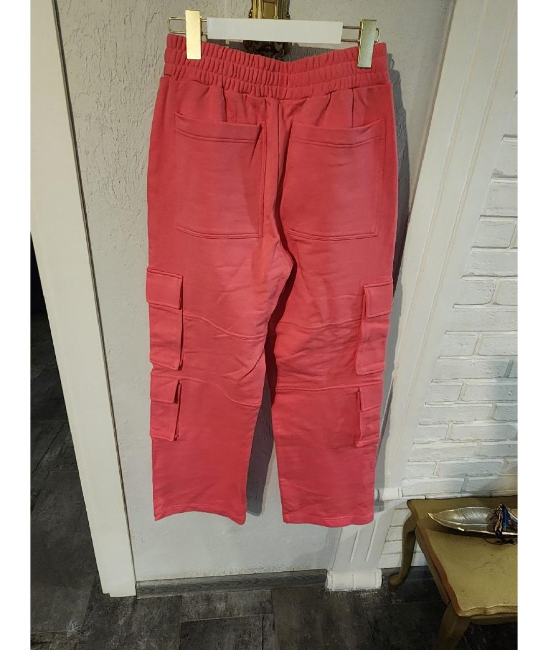 MSGM Розовые хлопковые прямые брюки, фото 3