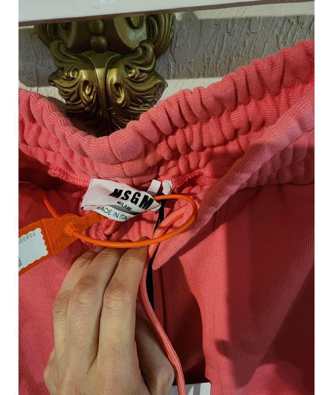 MSGM Розовые хлопковые прямые брюки, фото 5