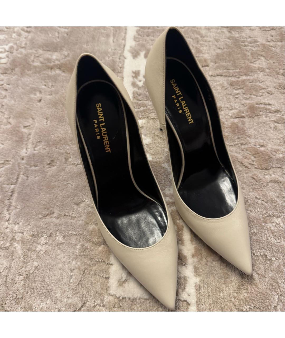 SAINT LAURENT Белые кожаные туфли, фото 3