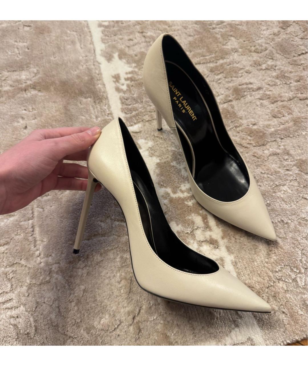 SAINT LAURENT Белые кожаные туфли, фото 5