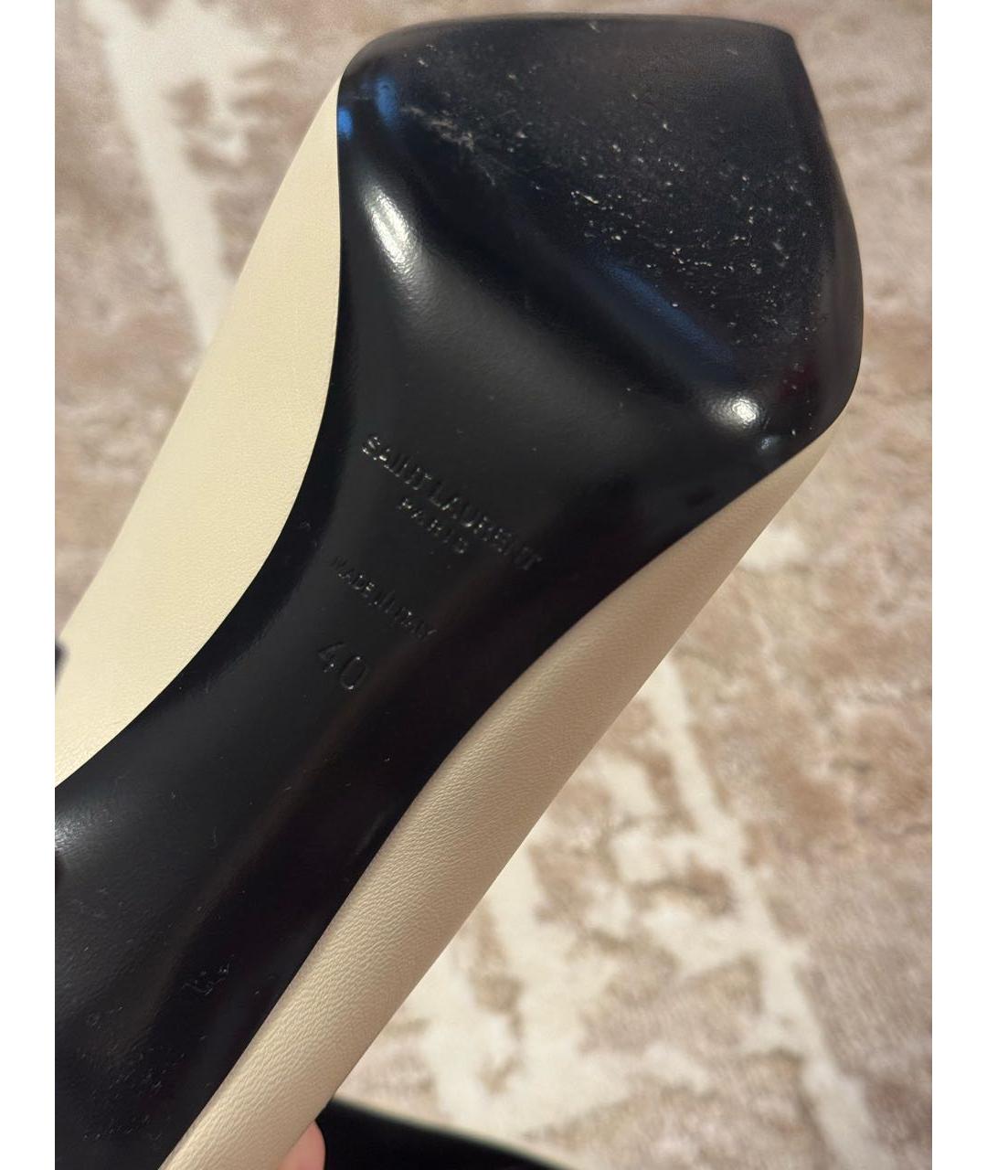 SAINT LAURENT Белые кожаные туфли, фото 4