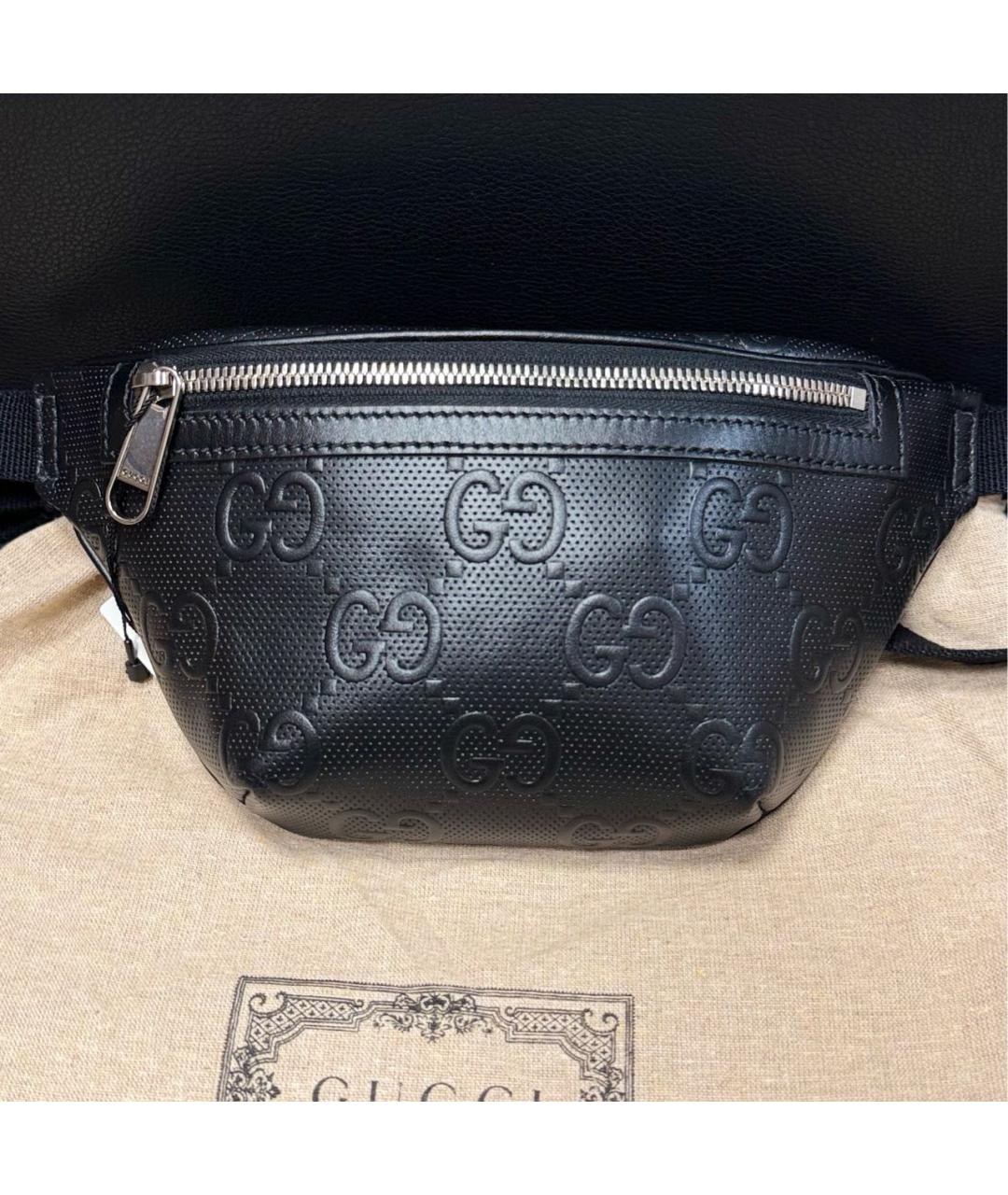 GUCCI Черная кожаная поясная сумка, фото 6