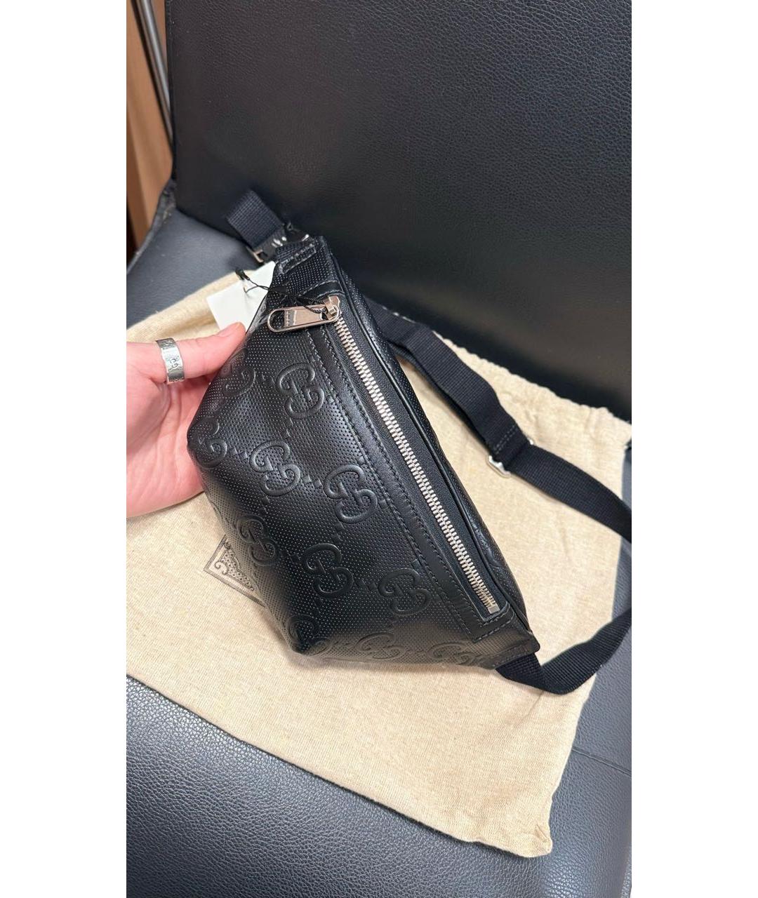 GUCCI Черная кожаная поясная сумка, фото 2