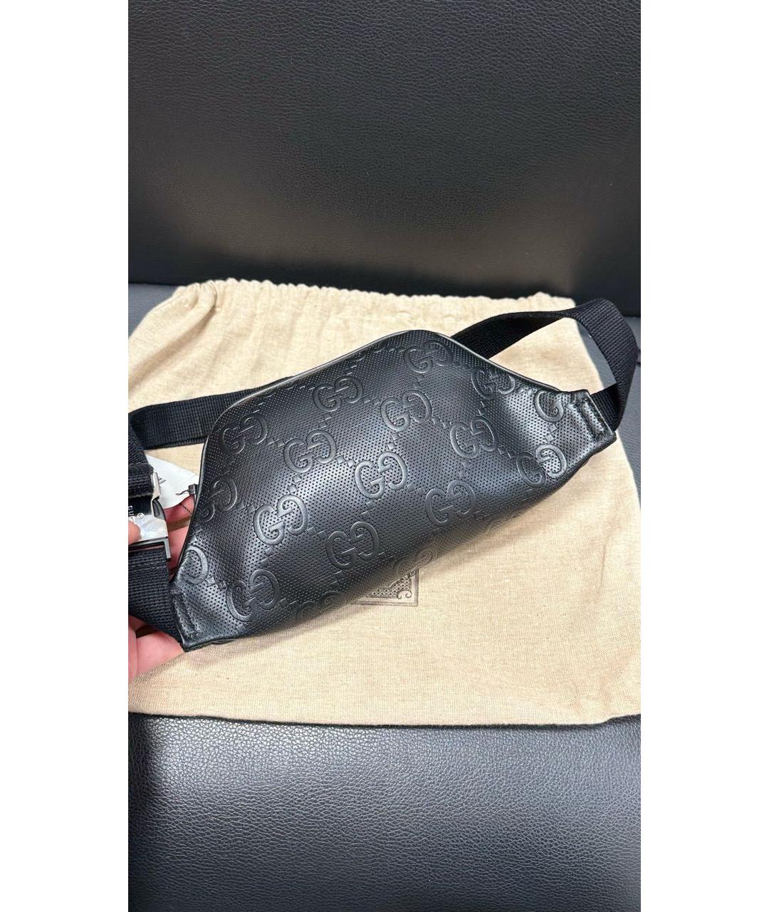 GUCCI Черная кожаная поясная сумка, фото 3