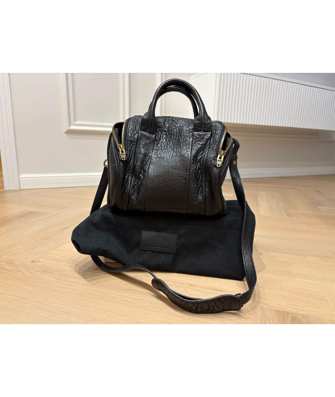 ALEXANDER WANG Черная кожаная сумка через плечо, фото 3