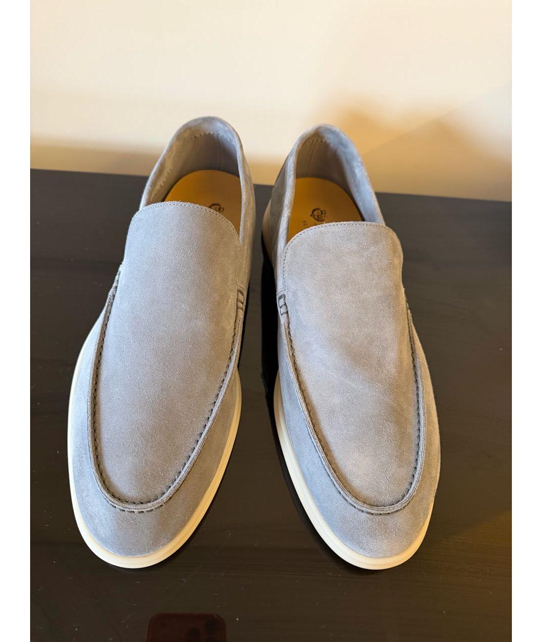 LORO PIANA Голубые замшевые лоферы, фото 2