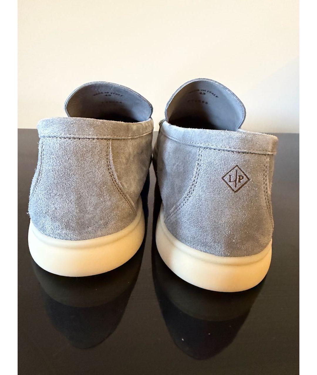 LORO PIANA Голубые замшевые лоферы, фото 4