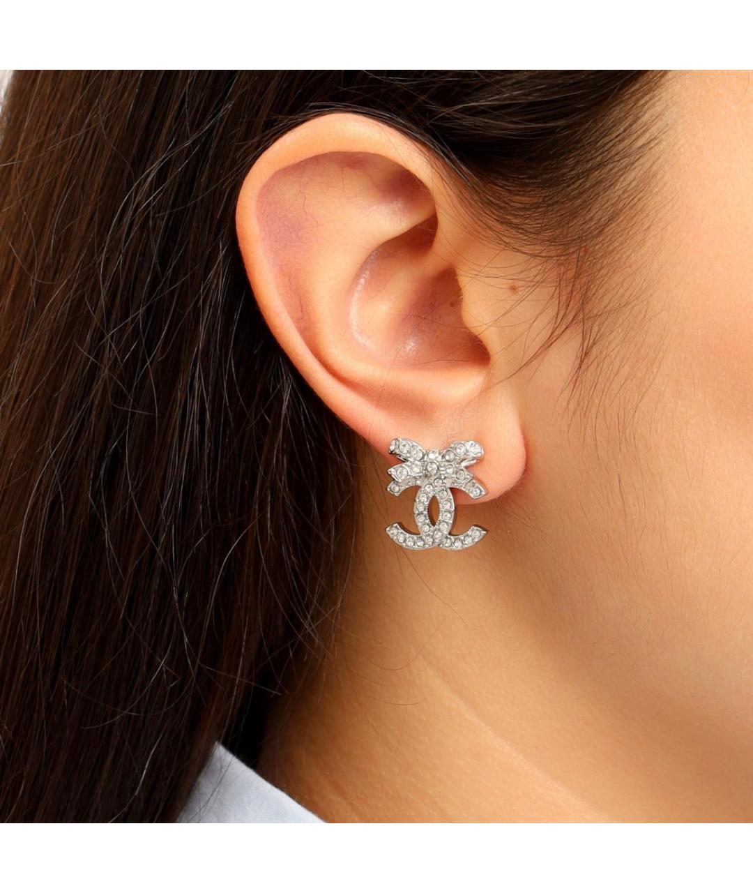 CHANEL Серебряные металлические серьги, фото 3