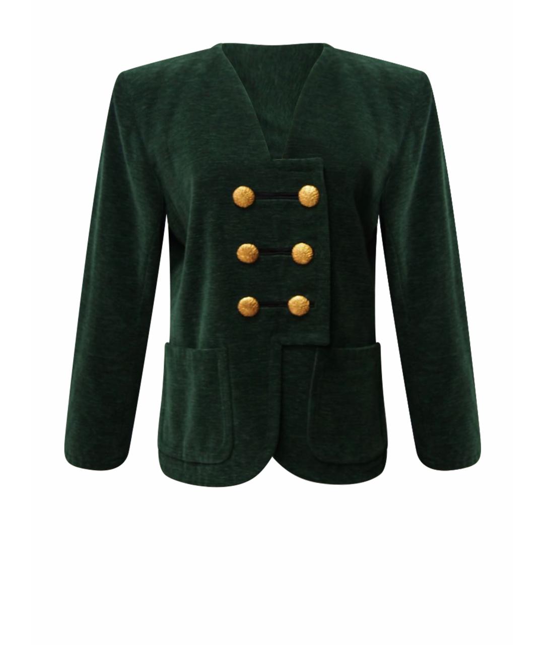 SAINT LAURENT Зеленый велюровый жакет/пиджак, фото 1
