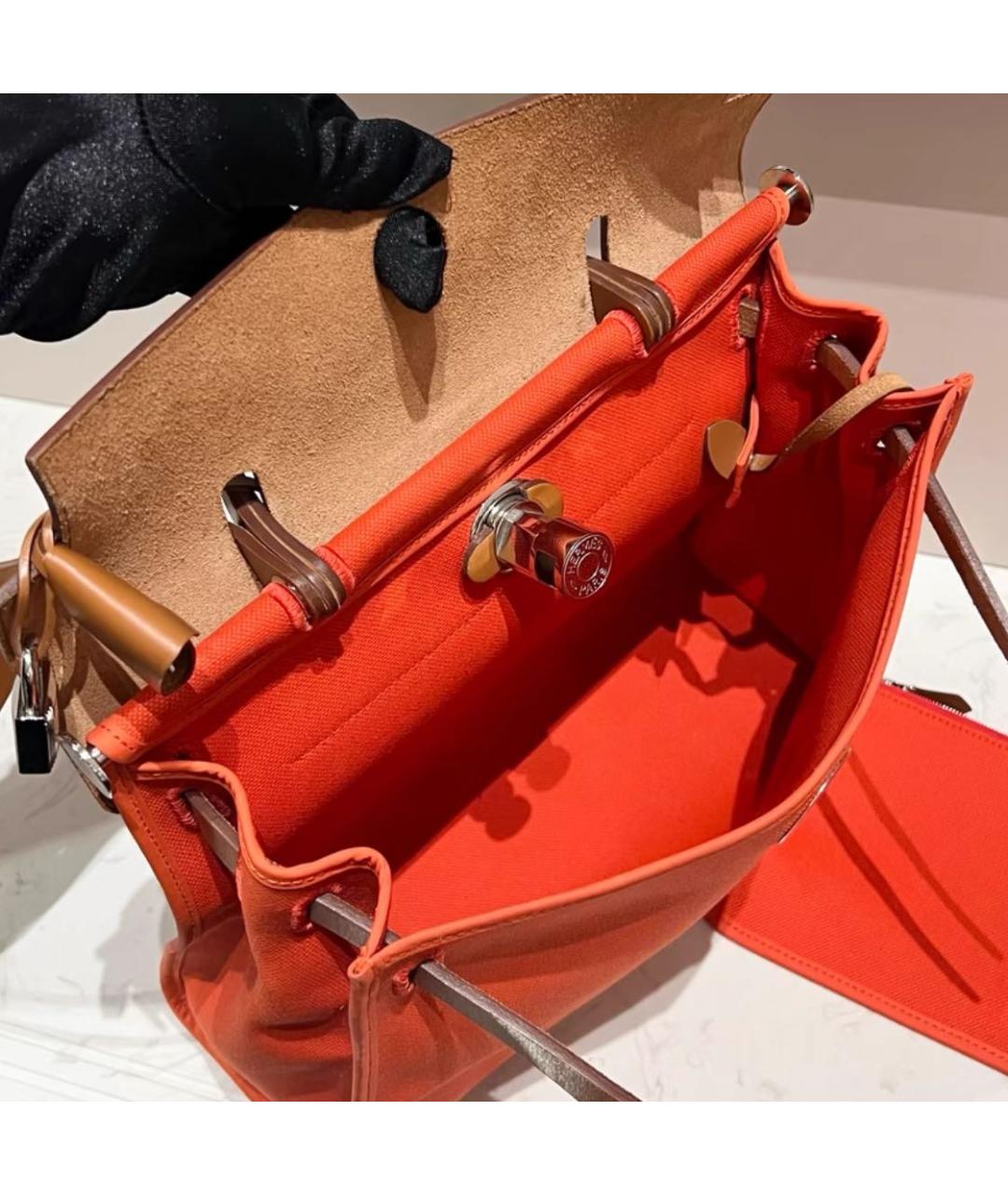 HERMES Красная тканевая сумка через плечо, фото 5