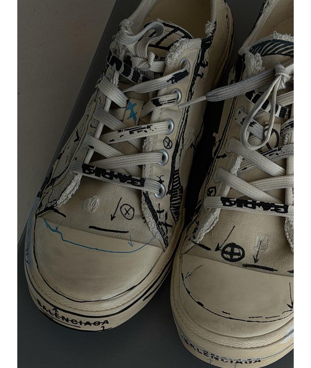 BALENCIAGA Бежевые текстильные низкие кроссовки / кеды, фото 2