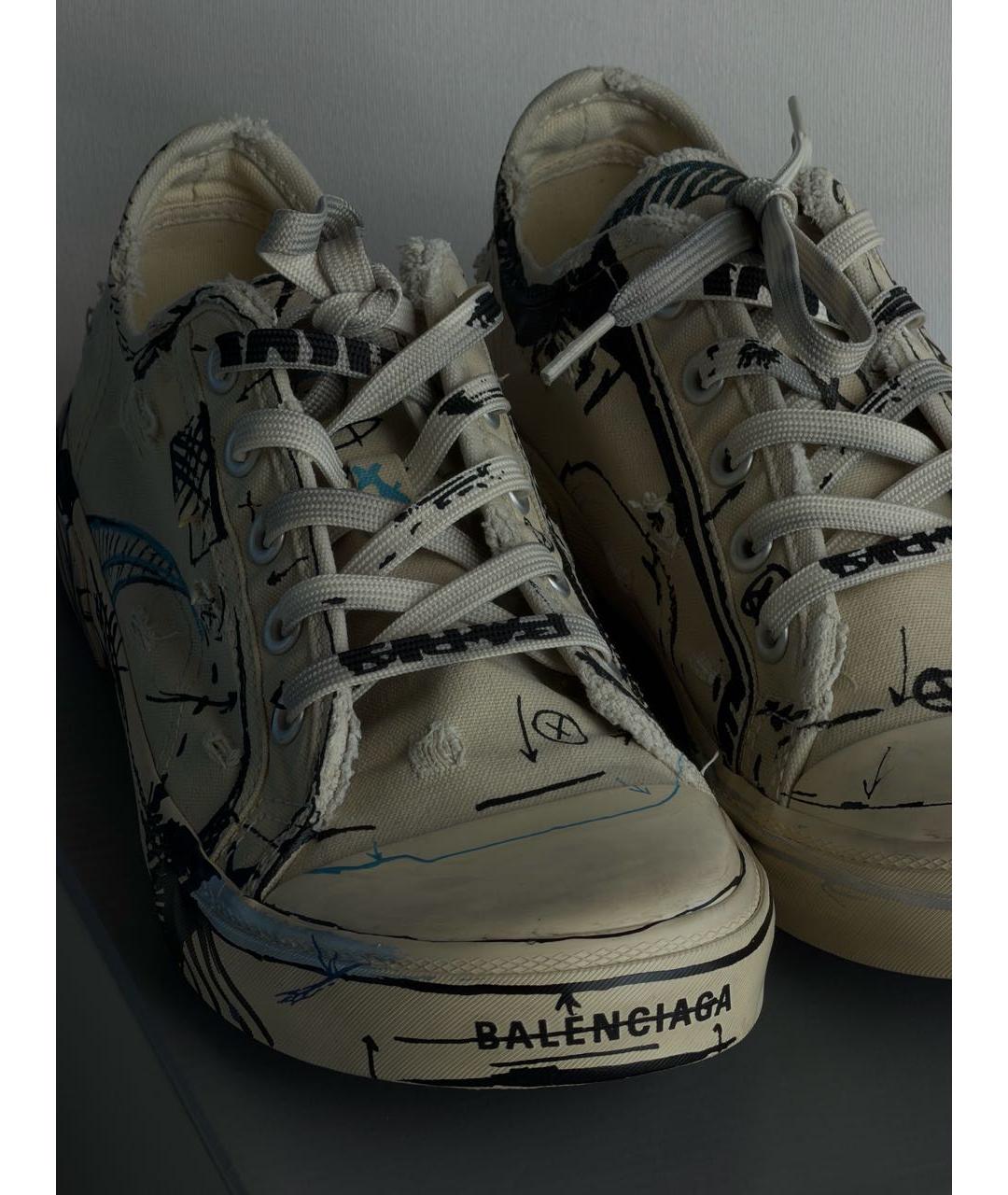 BALENCIAGA Бежевые текстильные низкие кроссовки / кеды, фото 5