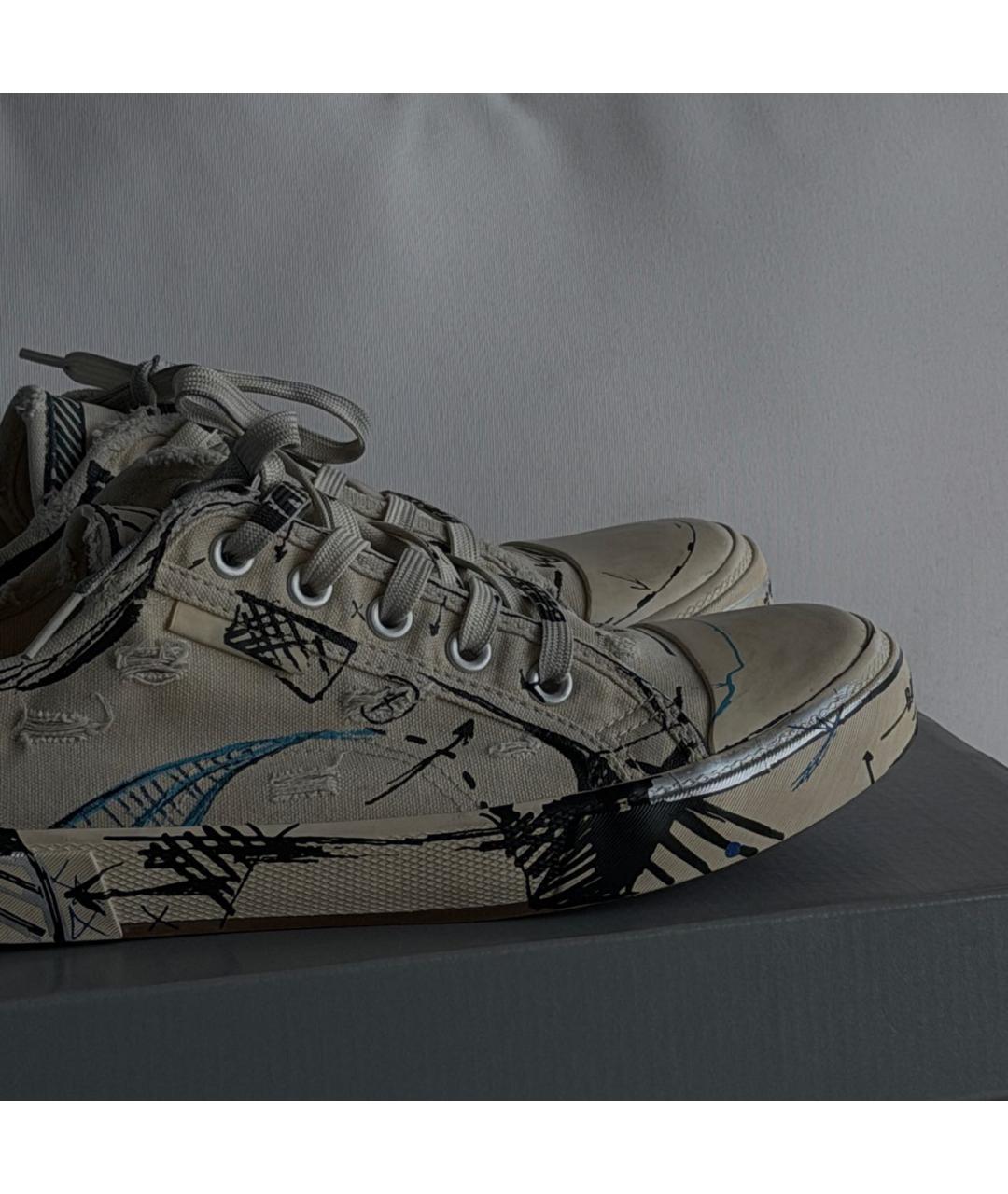 BALENCIAGA Бежевые текстильные низкие кроссовки / кеды, фото 6