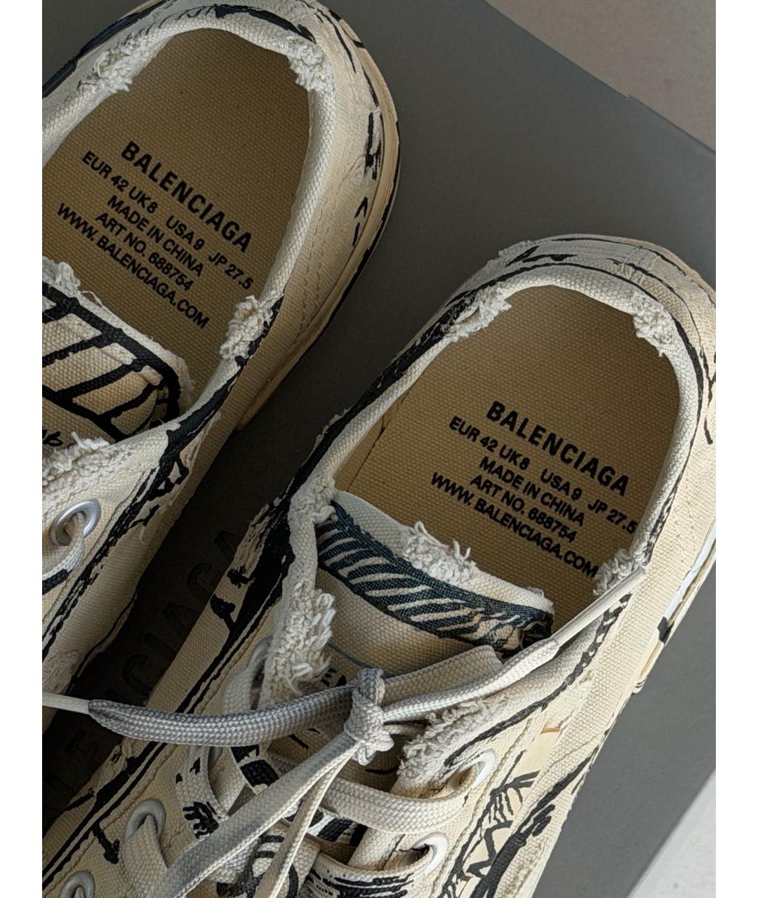 BALENCIAGA Бежевые текстильные низкие кроссовки / кеды, фото 4