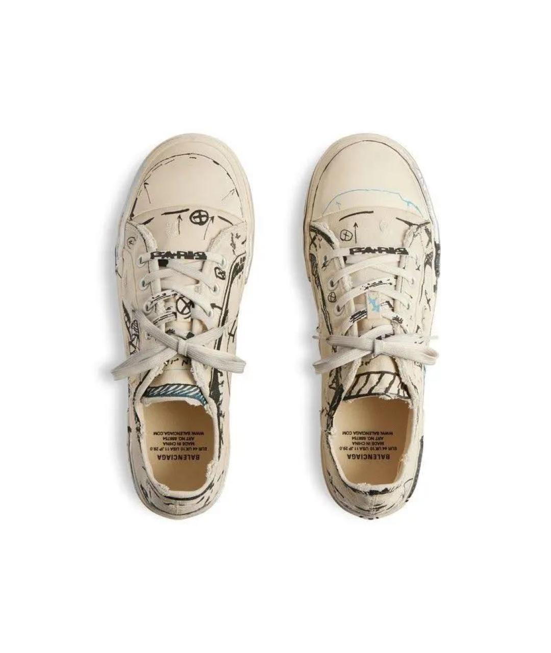 BALENCIAGA Бежевые текстильные низкие кроссовки / кеды, фото 7