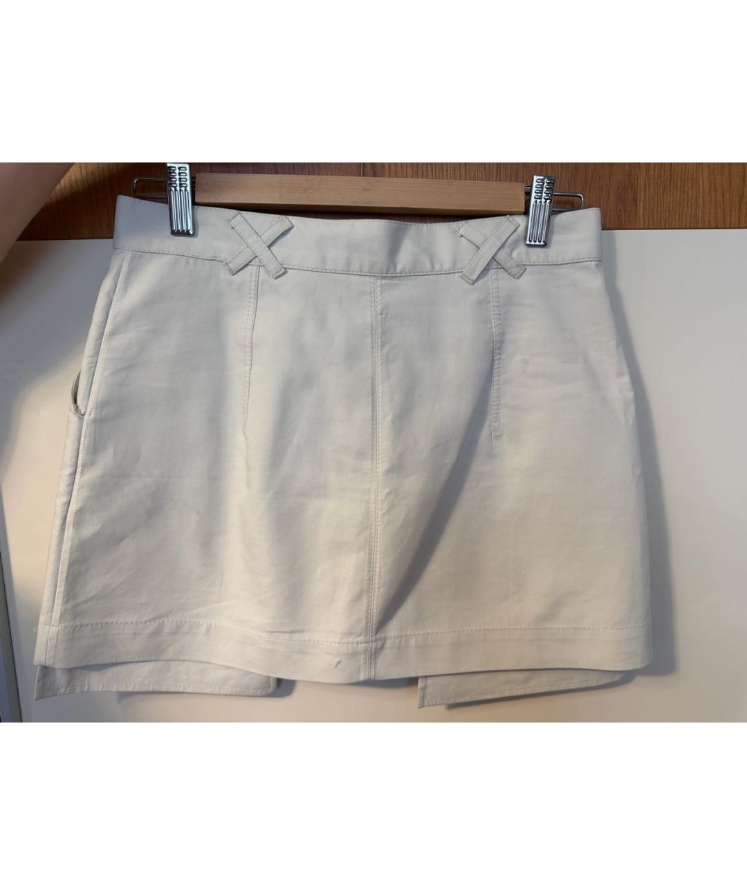 OFF-WHITE Белая хлопковая юбка мини, фото 2