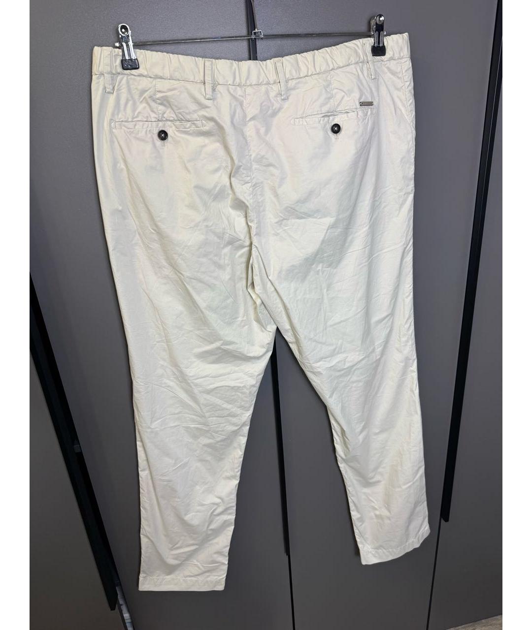 CORNELIANI Белые хлопко-эластановые повседневные брюки, фото 2