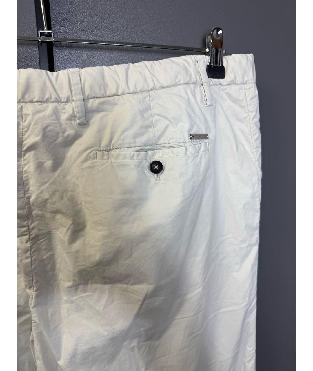 CORNELIANI Белые хлопко-эластановые повседневные брюки, фото 4