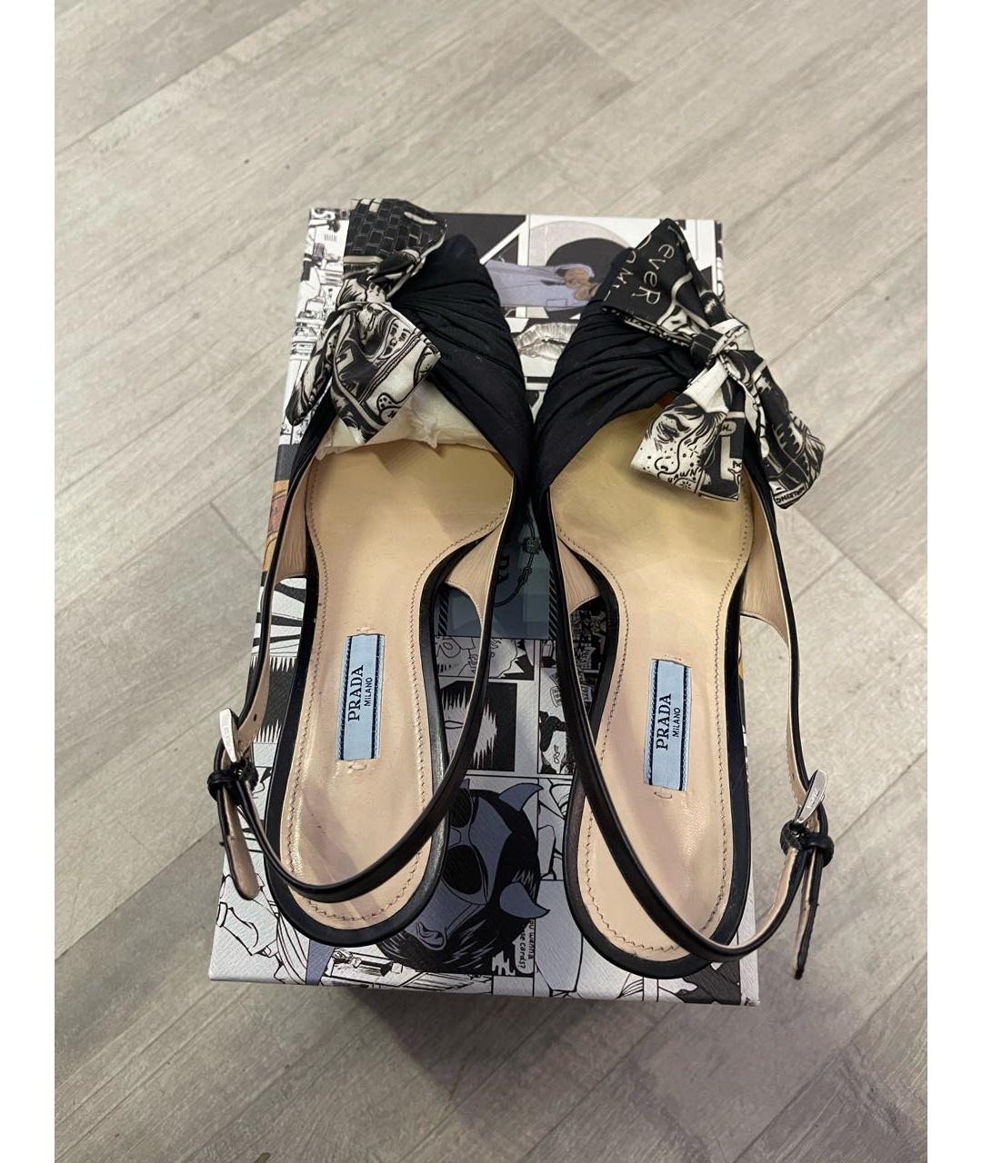 PRADA Черные лодочки на низком каблуке, фото 2