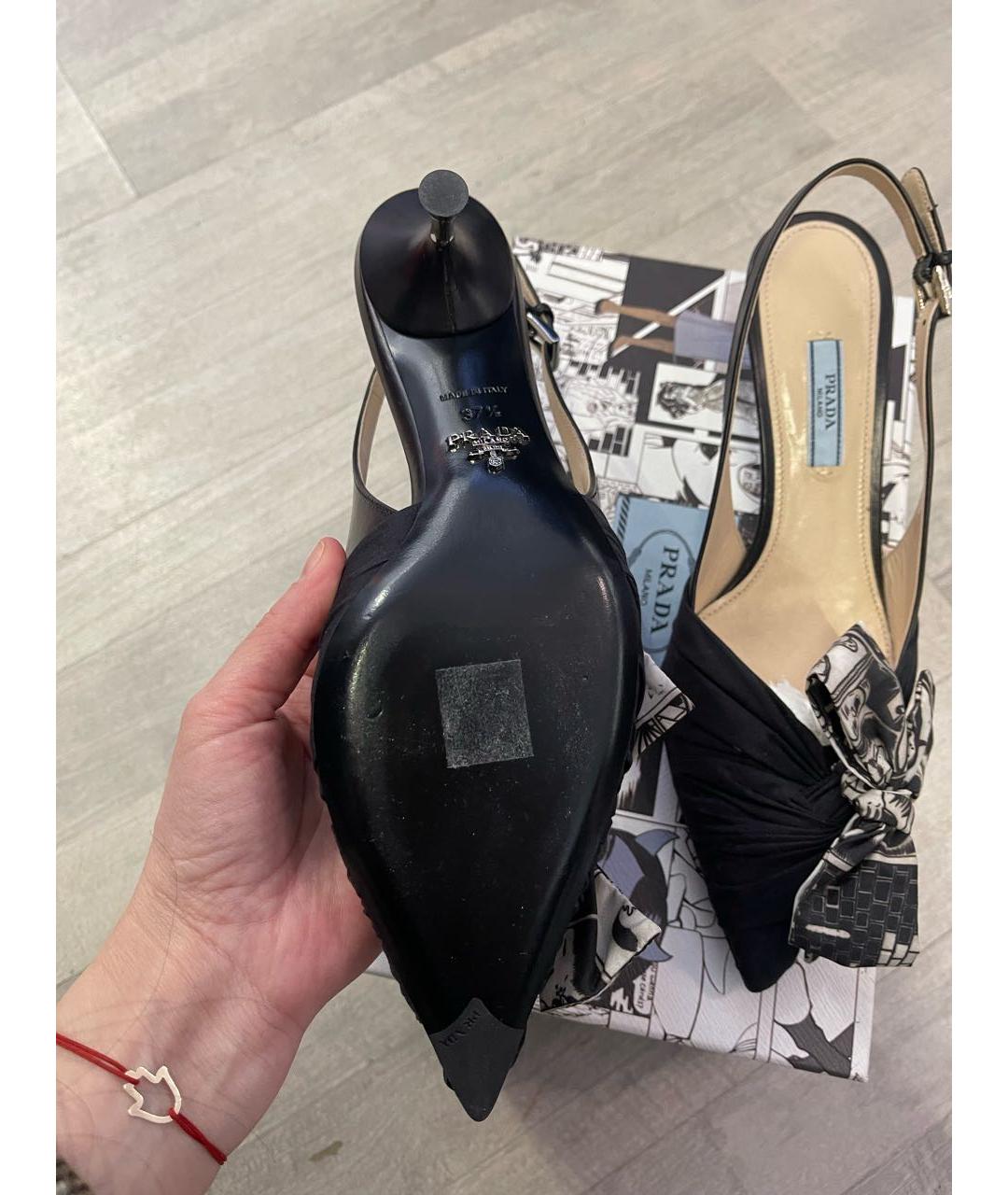 PRADA Черные лодочки на низком каблуке, фото 6