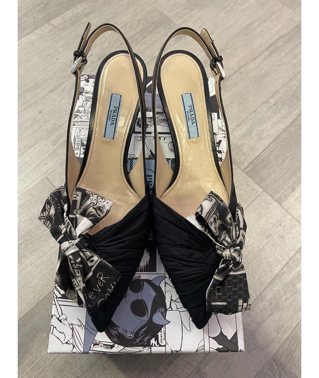 PRADA Черные лодочки на низком каблуке, фото 3