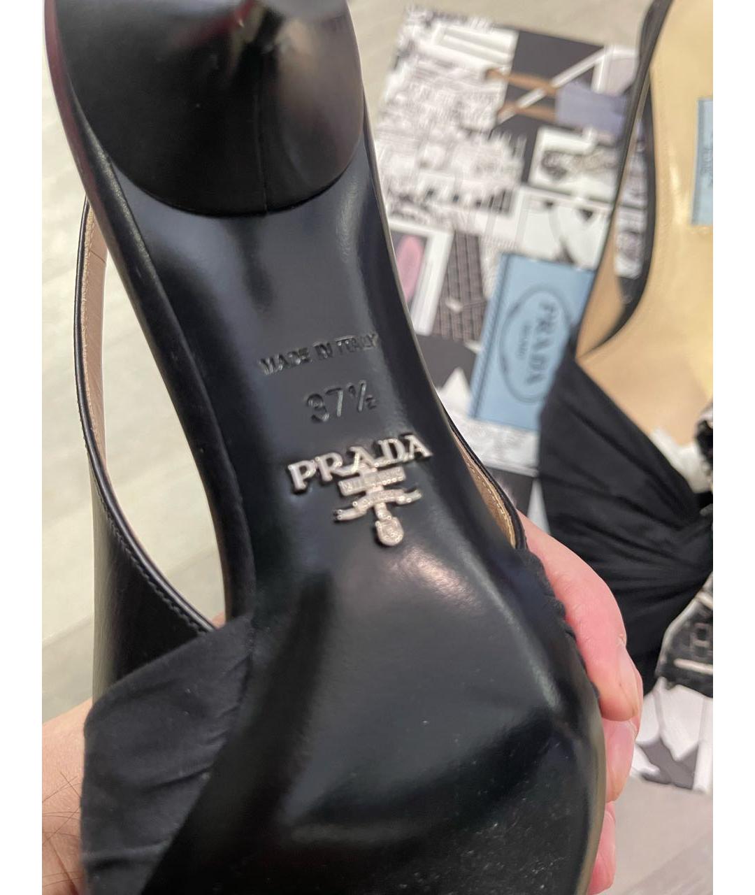 PRADA Черные лодочки на низком каблуке, фото 5