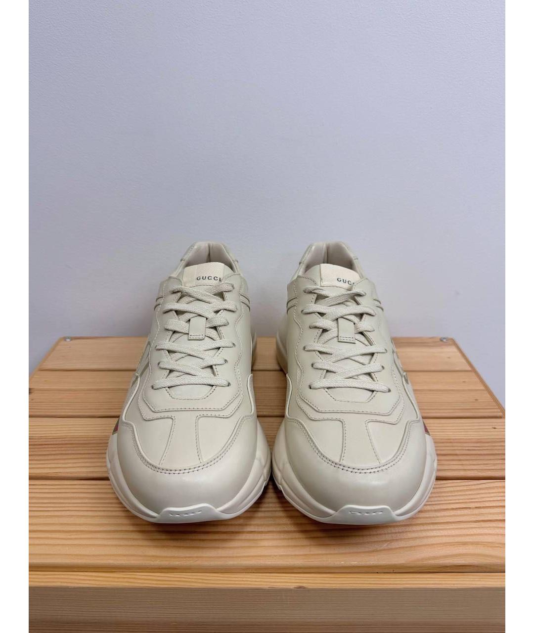 GUCCI Бежевые кожаные кроссовки, фото 3