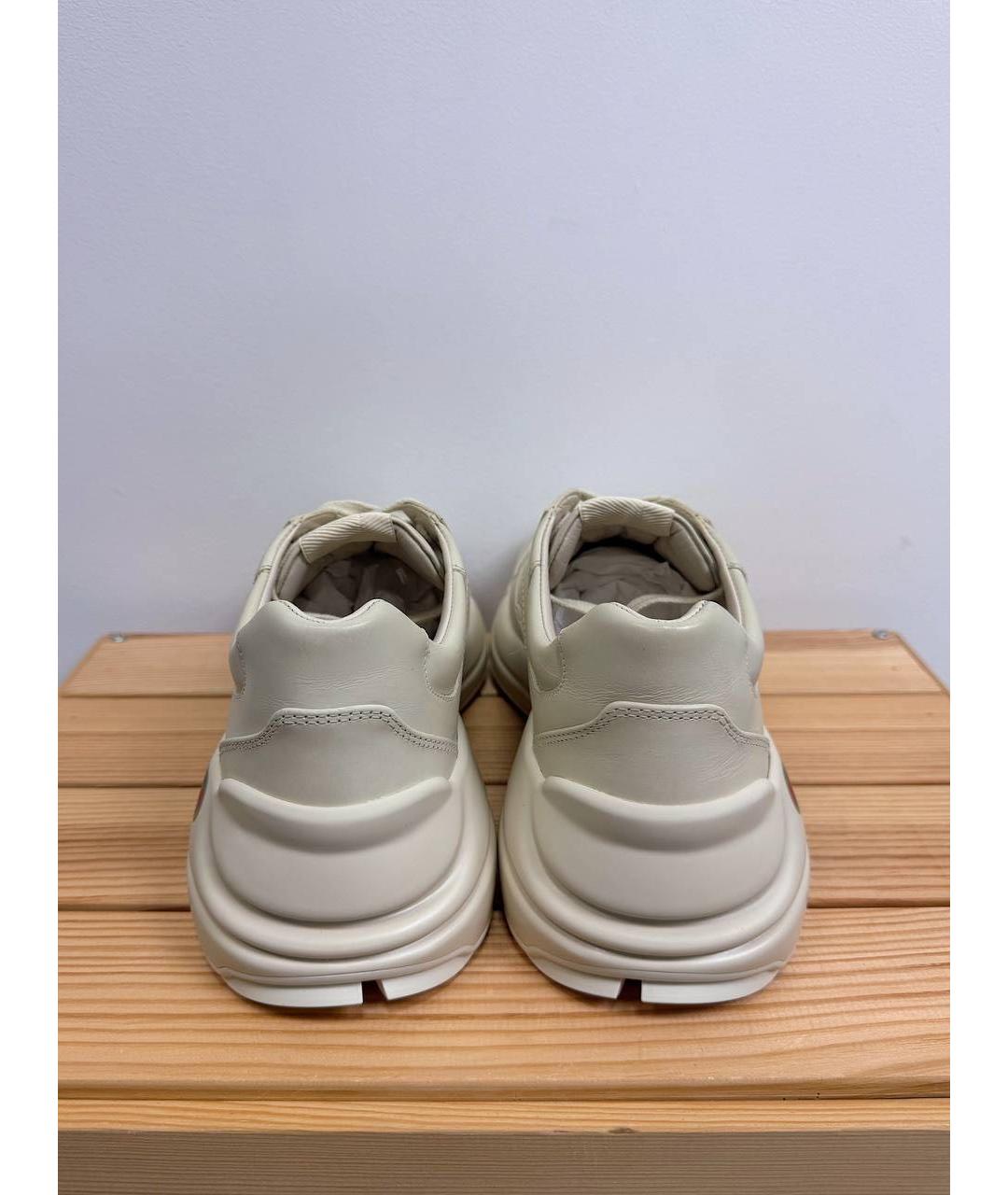 GUCCI Бежевые кожаные кроссовки, фото 4