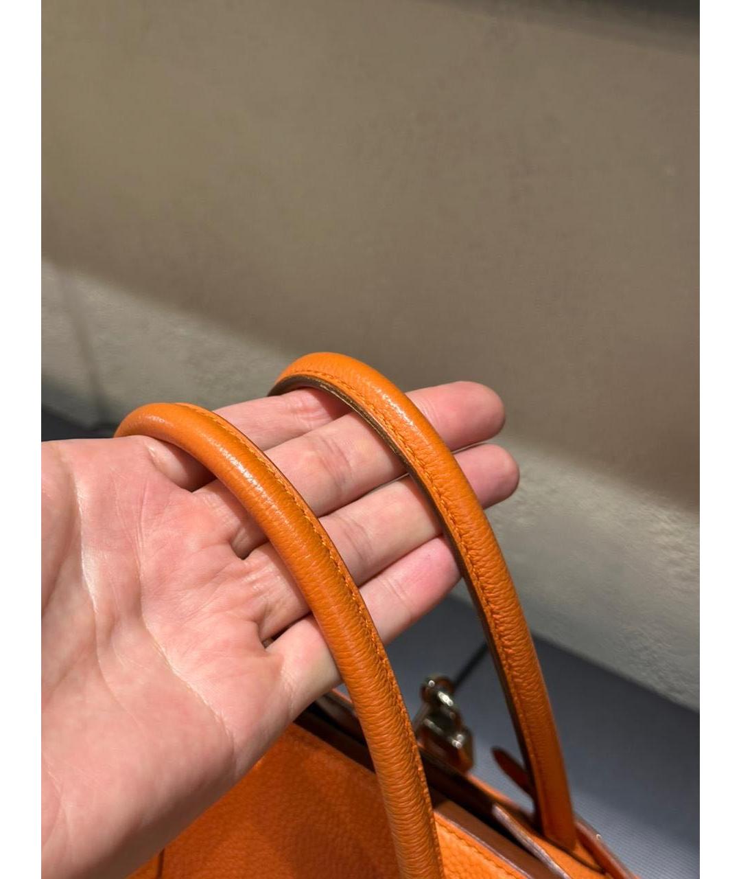 HERMES Оранжевая кожаная сумка с короткими ручками, фото 4