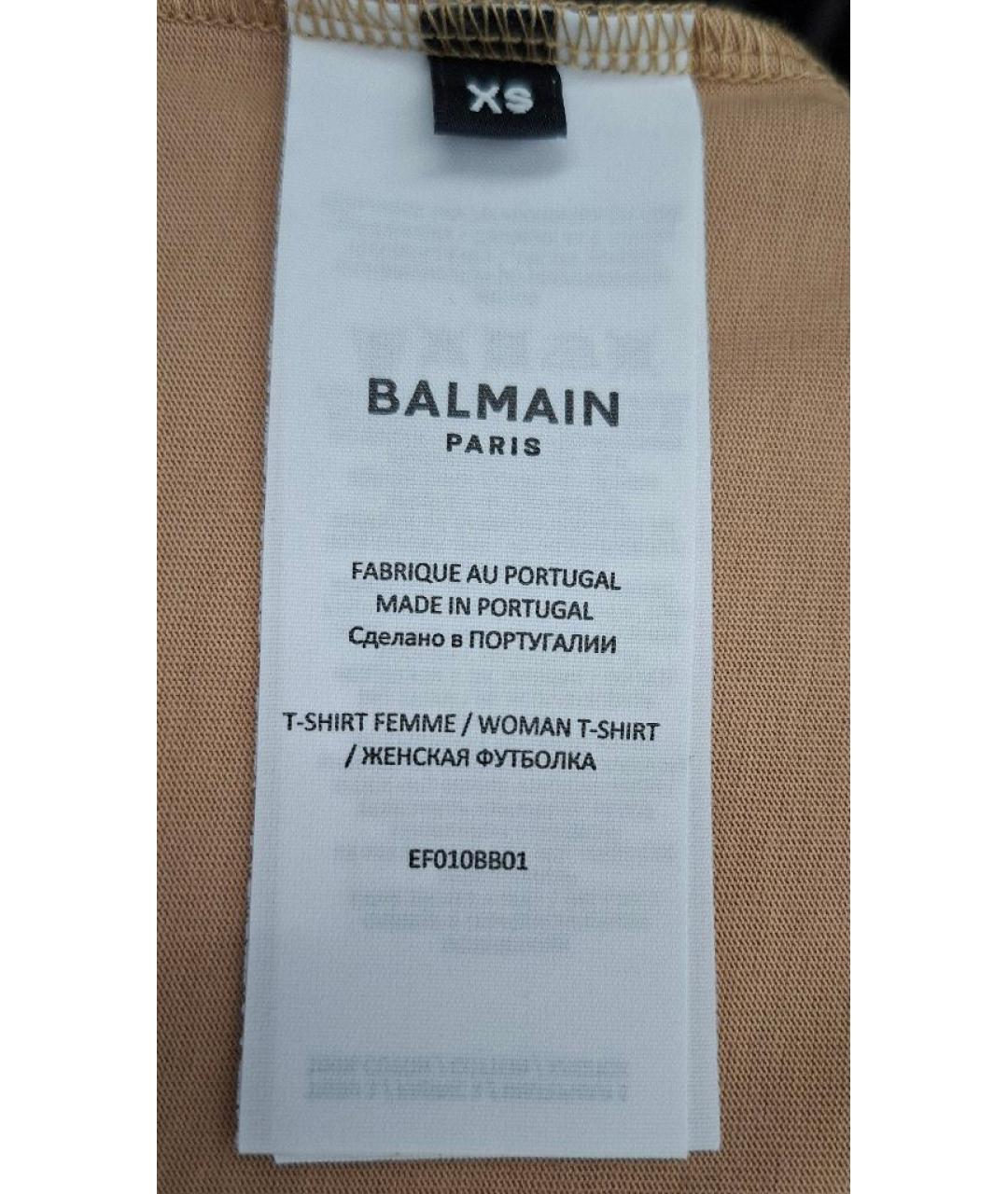 BALMAIN Бежевая хлопковая футболка, фото 5