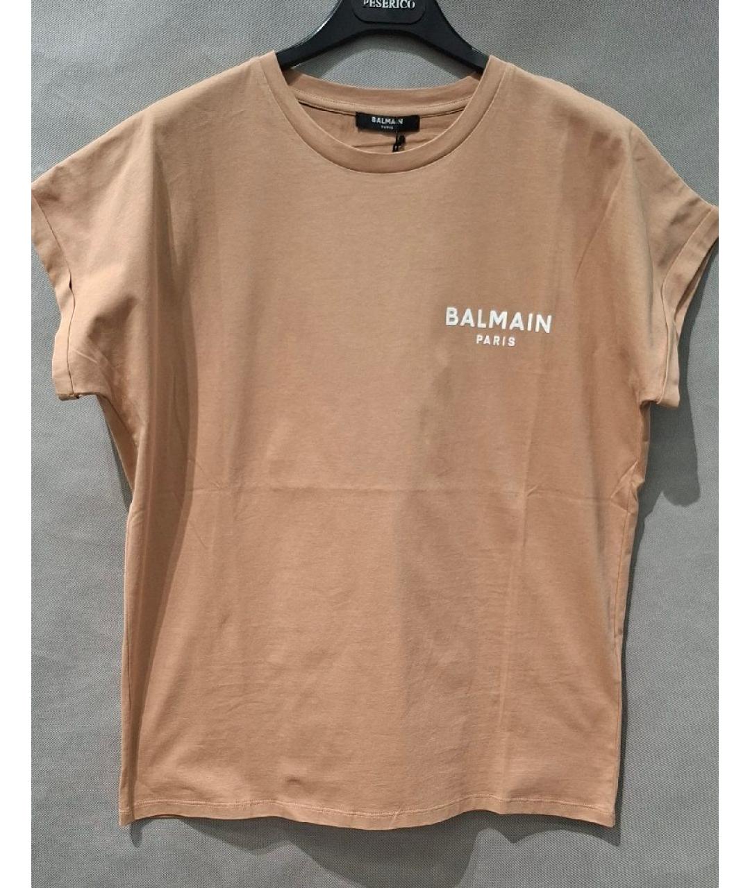 BALMAIN Бежевая хлопковая футболка, фото 7