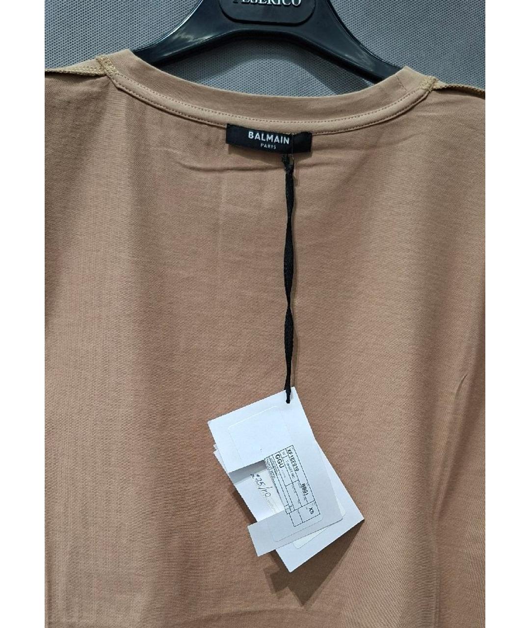 BALMAIN Бежевая хлопковая футболка, фото 3