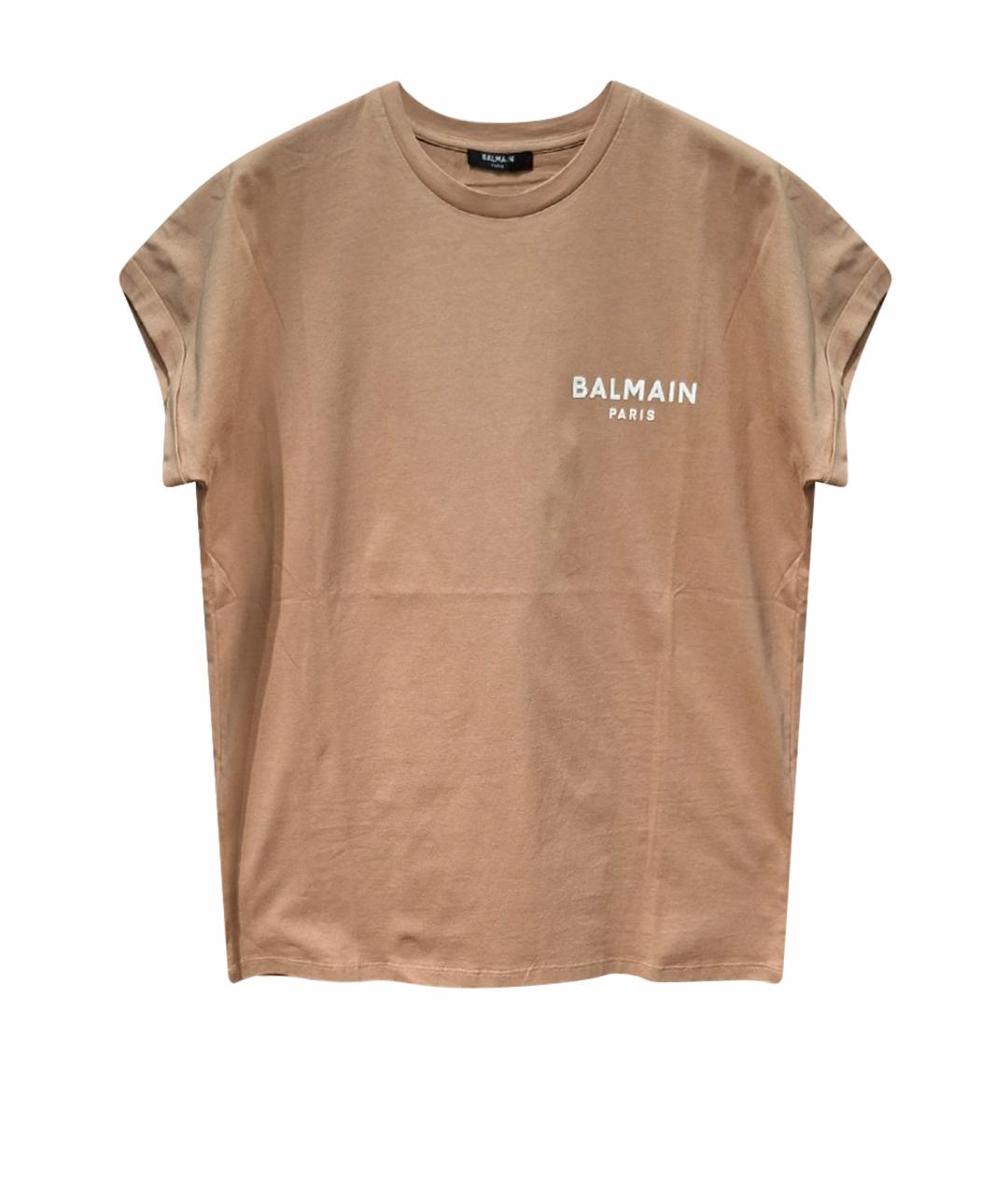 BALMAIN Бежевая хлопковая футболка, фото 1