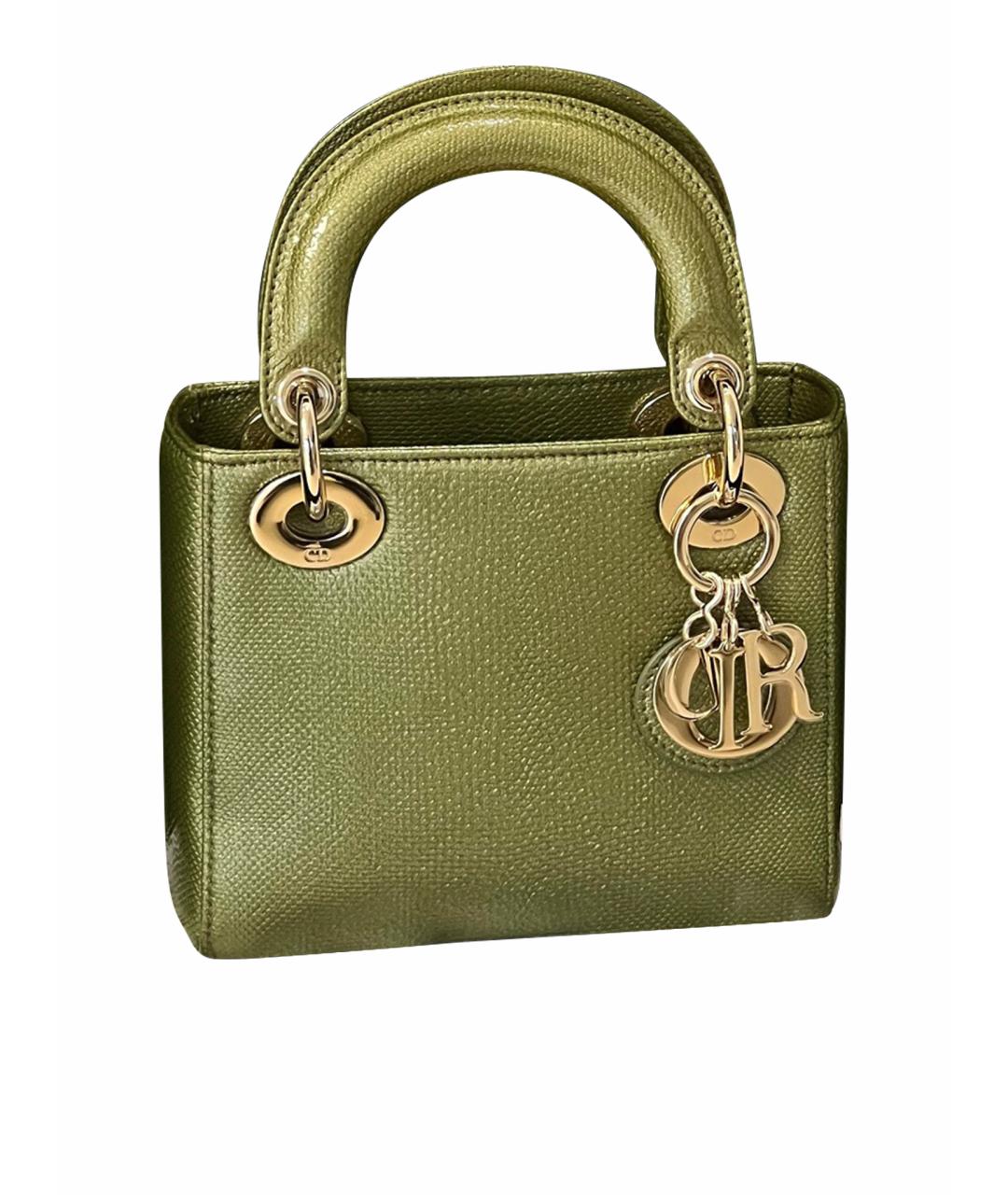 CHRISTIAN DIOR Зеленая кожаная сумка с короткими ручками, фото 1