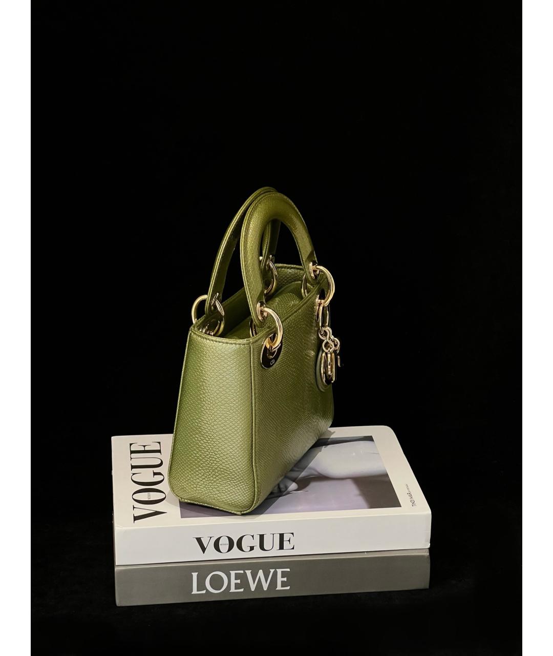 CHRISTIAN DIOR Зеленая кожаная сумка с короткими ручками, фото 4