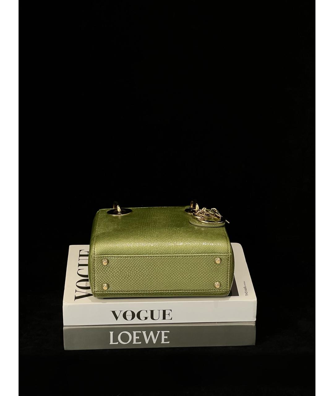 CHRISTIAN DIOR Зеленая кожаная сумка с короткими ручками, фото 5