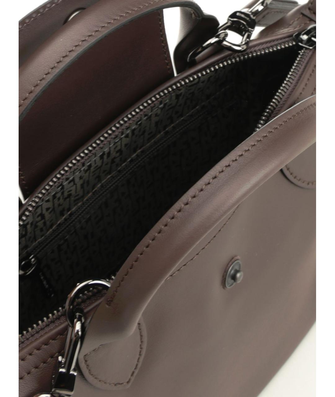 LONGCHAMP Коричневая кожаная сумка с короткими ручками, фото 4