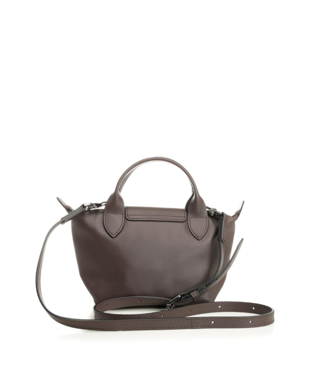 LONGCHAMP Коричневая кожаная сумка с короткими ручками, фото 3