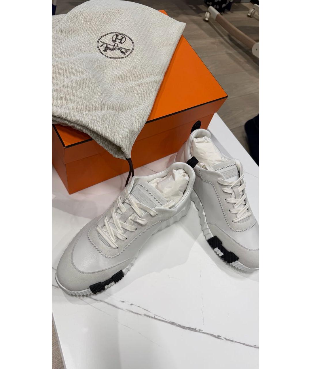 HERMES Белые кожаные низкие кроссовки / кеды, фото 5