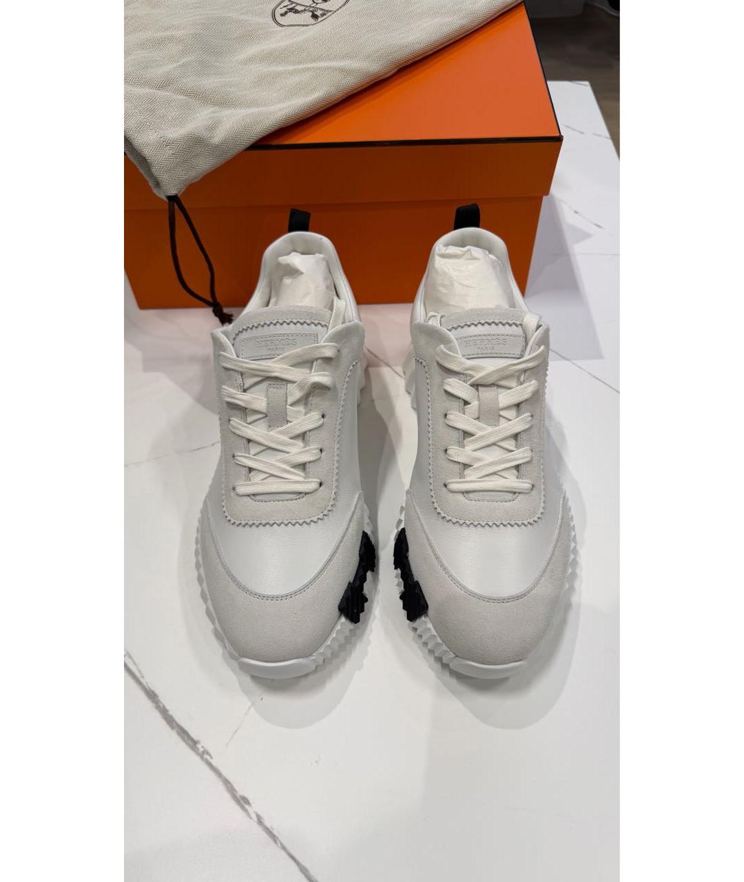 HERMES Белые кожаные низкие кроссовки / кеды, фото 2