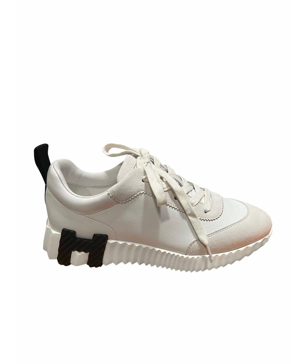 HERMES Белые кожаные низкие кроссовки / кеды, фото 1