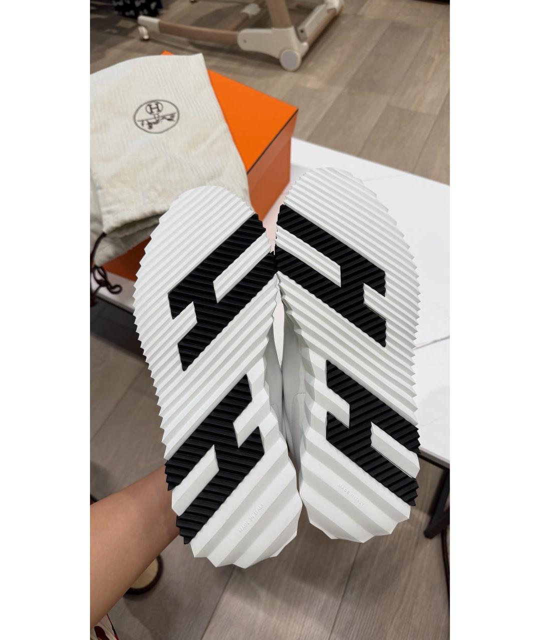 HERMES Белые кожаные низкие кроссовки / кеды, фото 4