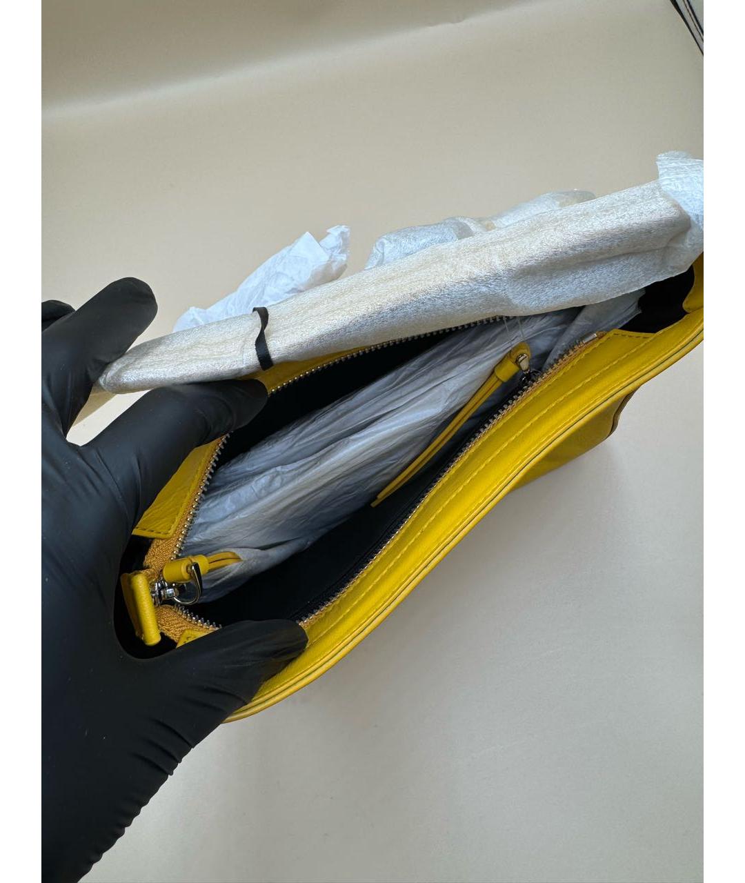 DKNY Желтая кожаная сумка через плечо, фото 5