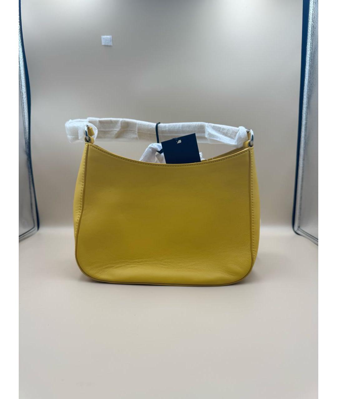 DKNY Желтая кожаная сумка через плечо, фото 2