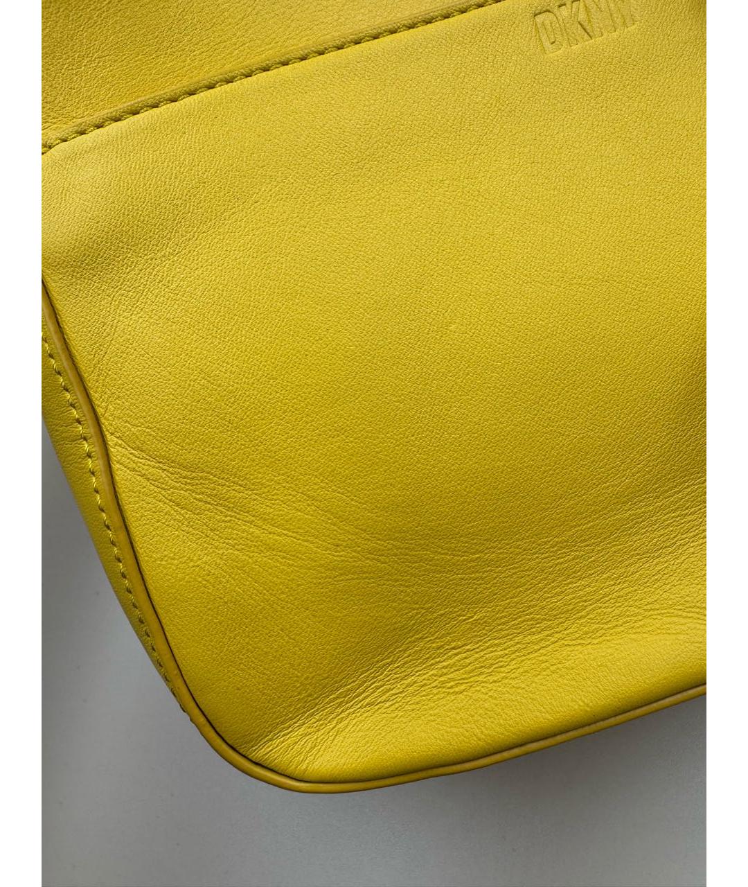DKNY Желтая кожаная сумка через плечо, фото 7