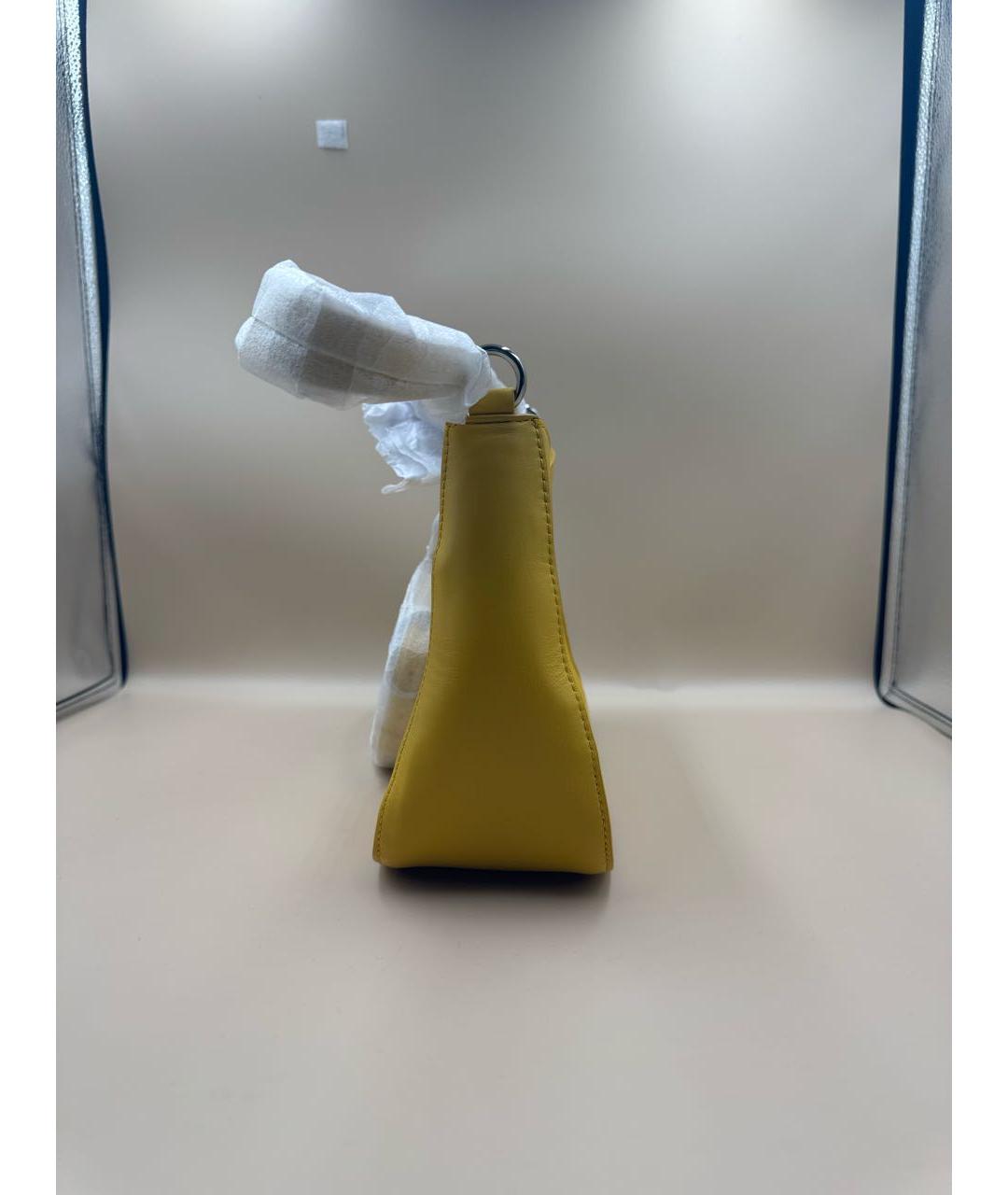 DKNY Желтая кожаная сумка через плечо, фото 4