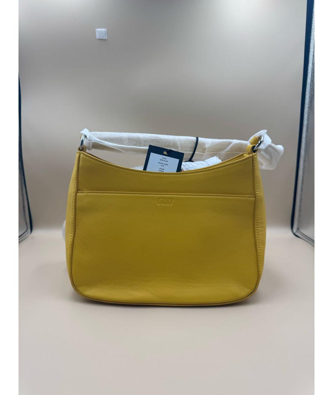 DKNY Желтая кожаная сумка через плечо, фото 9