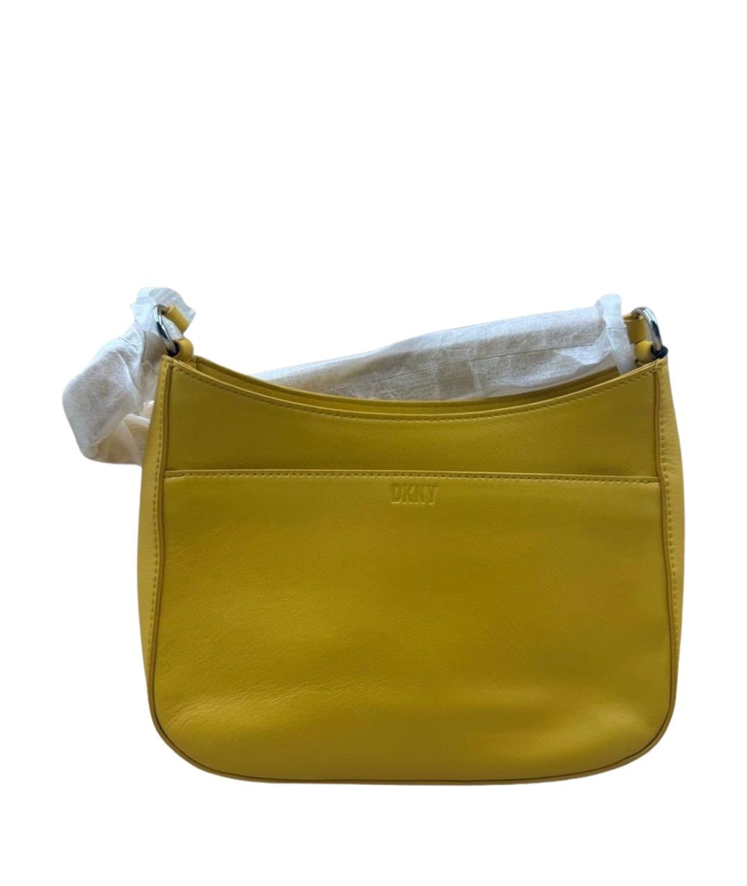 DKNY Желтая кожаная сумка через плечо, фото 1